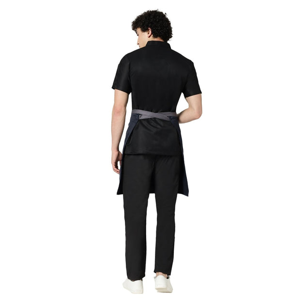 Classic Service Waist Apron (Navy Blue/Grey) - Free Embroidery - Uwears®