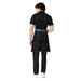 Navy blue grey service apron on model — waiter and cafe staff uniform India