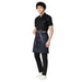 Navy blue grey waist apron back view showing tie knot