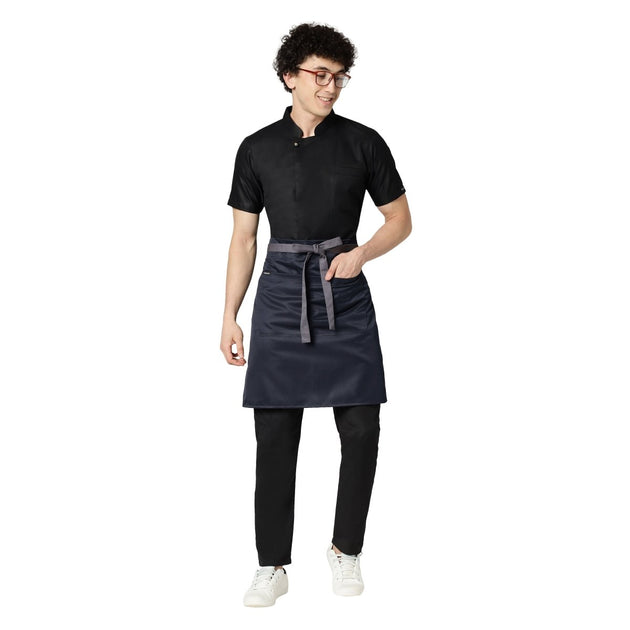 Classic Service Waist Apron (Navy Blue/Grey) - Free Embroidery - Uwears®