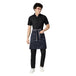 Navy blue and grey service waist apron front view — polycotton, long waist tie