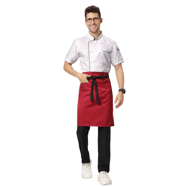 Classic Service Waist Apron (Red/Black) - Free Embroidery - Uwears®