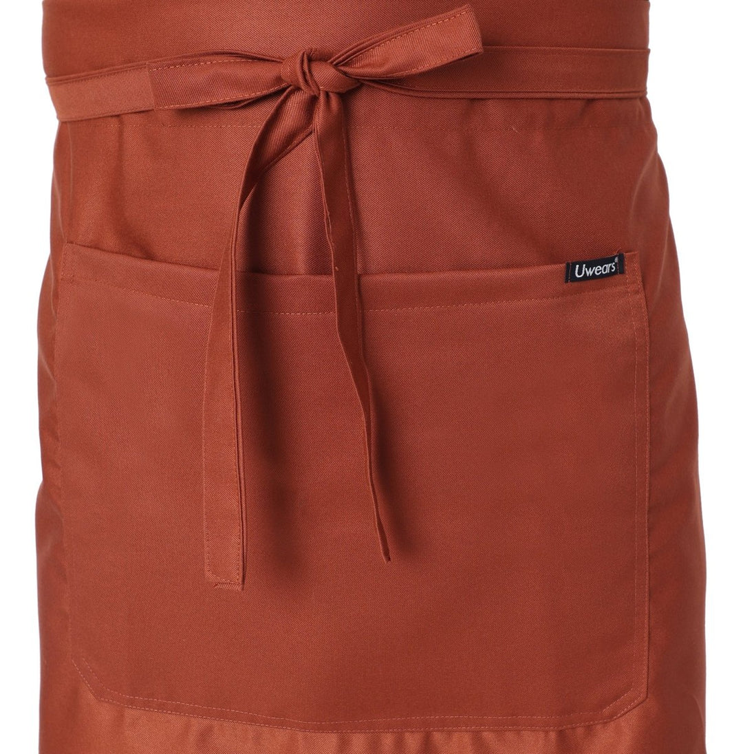 Rust orange service waist apron flat lay — restaurant and cafe uniform India