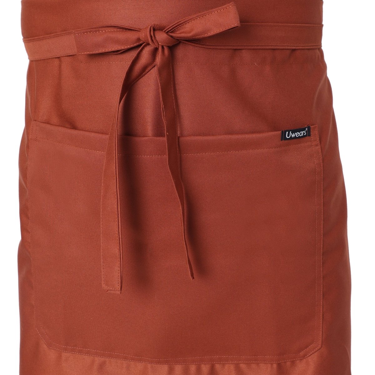 Rust orange service waist apron flat lay — restaurant and cafe uniform India