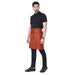 Rust orange service apron on model — waiter and cafe staff uniform India