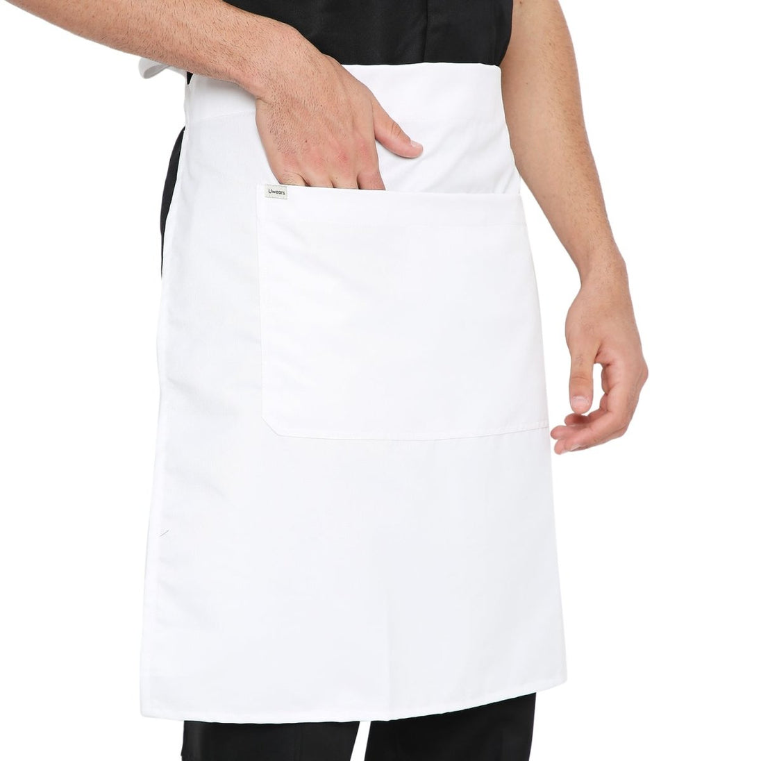 Custom embroidery on white waist apron — free logo embroidery service
