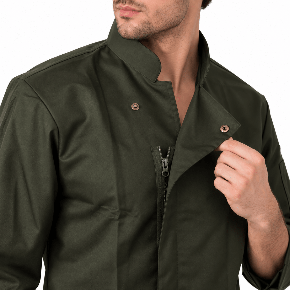 Classic Zipper Chef Coat (Dark Olive) - Uwears®