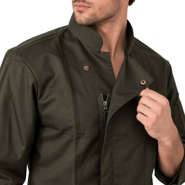 Classic Zipper Chef Coat (Dark Olive) - Uwears®