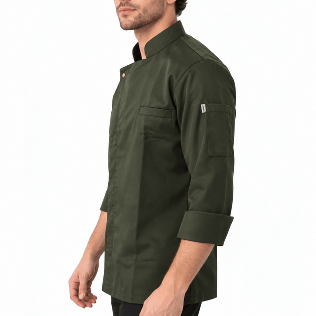 Classic Zipper Chef Coat (Dark Olive) - Uwears®