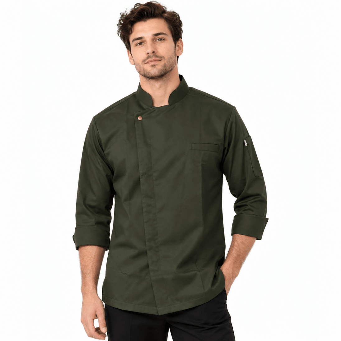 Classic Zipper Chef Coat (Dark Olive) - Uwears®