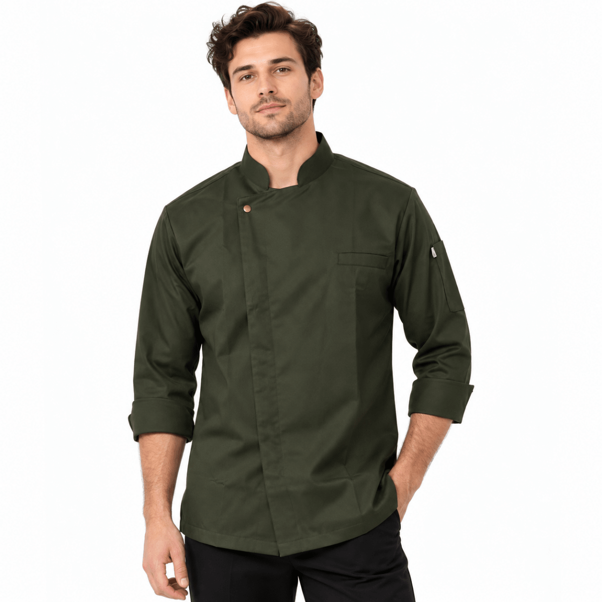 Classic Zipper Chef Coat (Dark Olive) - Uwears®