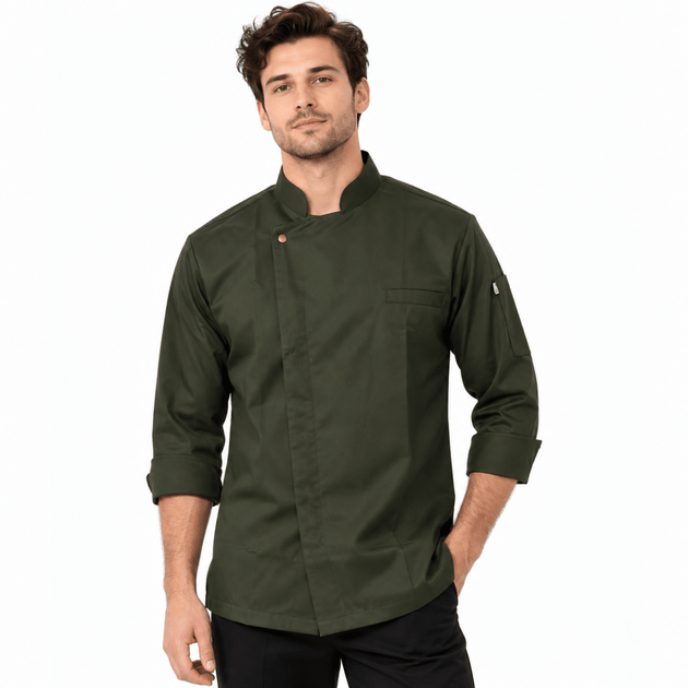 Classic Zipper Chef Coat (Dark Olive) - Uwears®