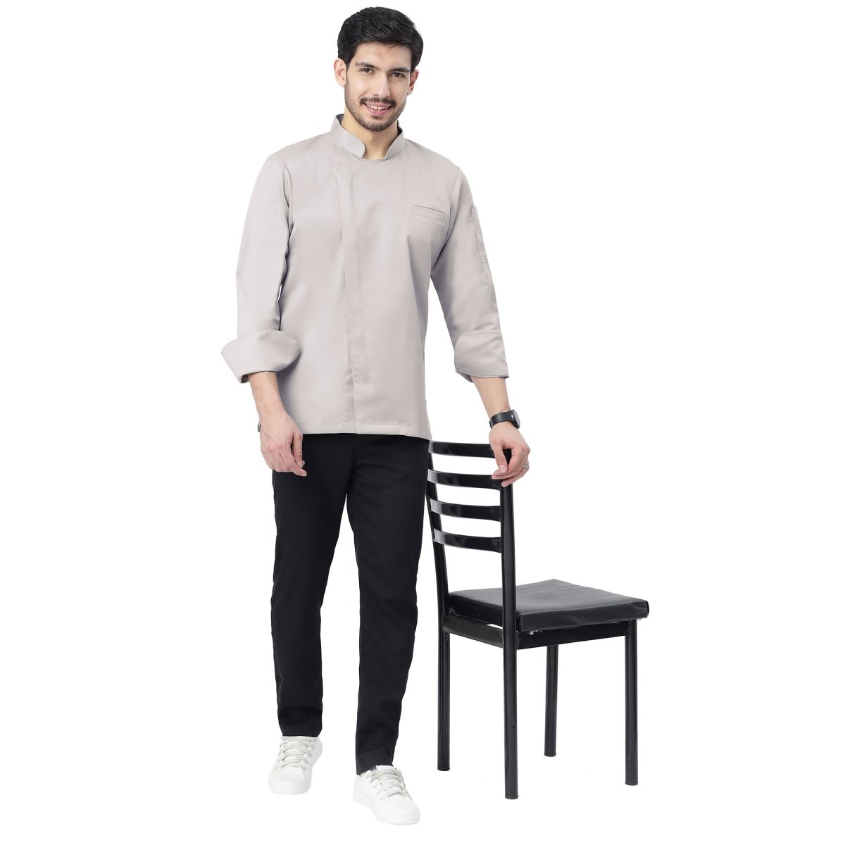 Classic Zipper Chef Coat Unisex Slim Fit (Beige) - Free Embroidery - Uwears®