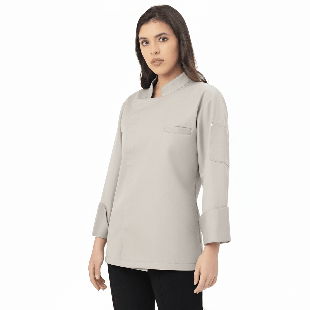 Classic Zipper Chef Coat Unisex Slim Fit (Beige) - Free Embroidery - Uwears®