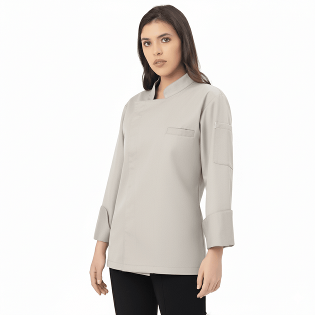 Classic Zipper Chef Coat Unisex Slim Fit (Beige) - Free Embroidery - Uwears®