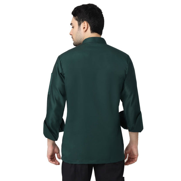 Classic Zipper Chef Coat Unisex Slim Fit (Dark Green) - Free Embroidery - Uwears®