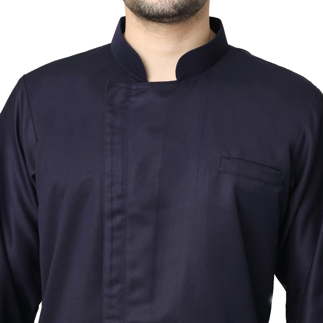 Classic Zipper Chef Coat Unisex Slim Fit (Navy Blue) - Free Embroidery - Uwears®