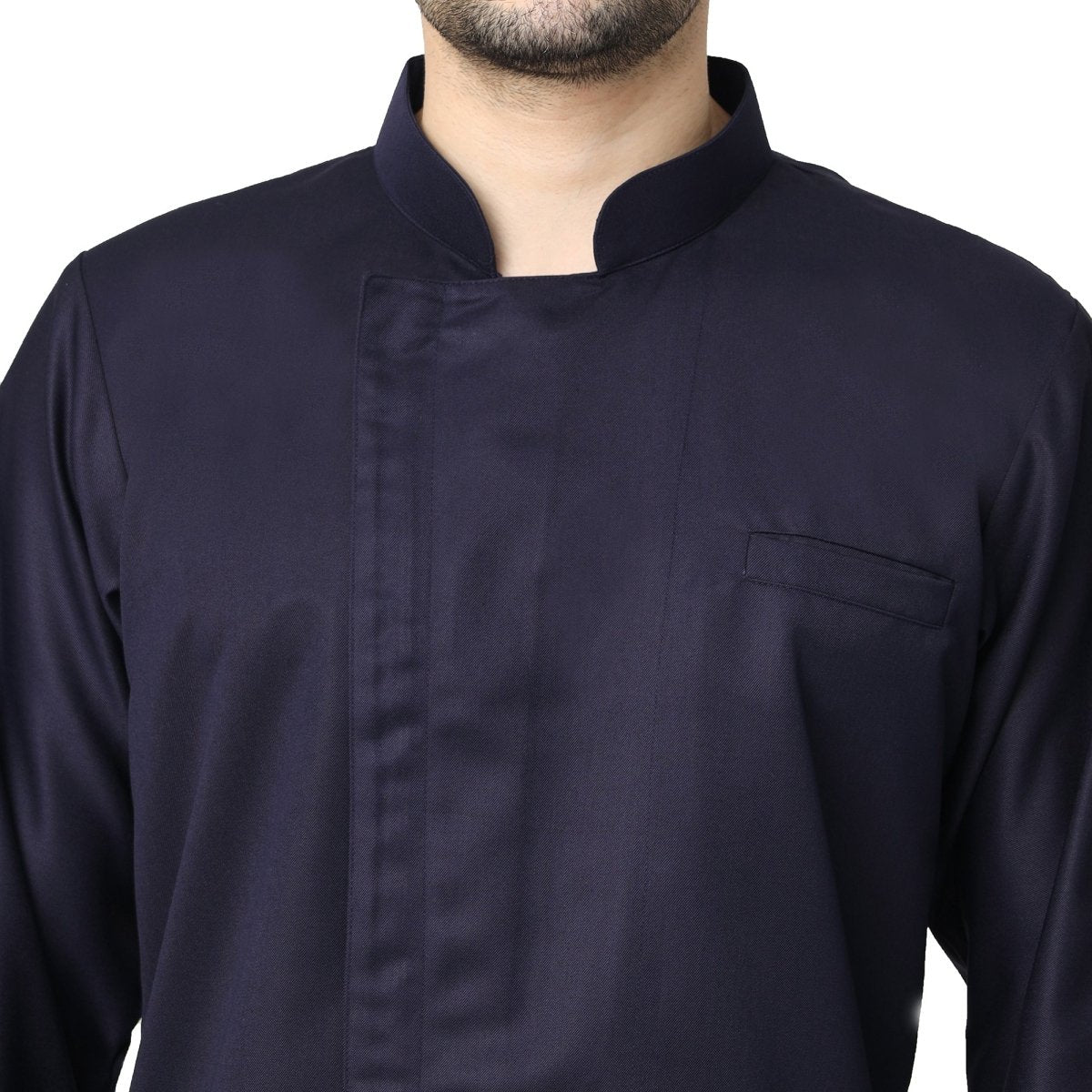 Classic Zipper Chef Coat Unisex Slim Fit (Navy Blue) - Free Embroidery - Uwears®