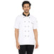 Cotton Half Sleeve Chef Coat (White/Black) - Free Embroidery - Uwears®
