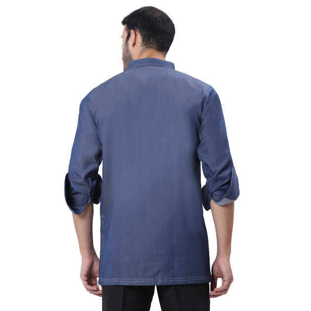 Executive Denim Full Sleeve Chef Coat (Classic Blue) - Free Embroidery - Uwears®