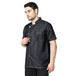 Executive Denim Half Sleeve Chef Coat (Black Grey) - Free Embroidery - Uwears®