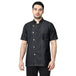 Executive Denim Half Sleeve Chef Coat (Black Grey) - Free Embroidery - Uwears®