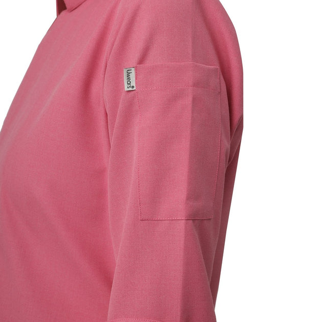 Lite Women Full Sleeve Chef Coat (Pink) - Free Embroidery - Uwears®