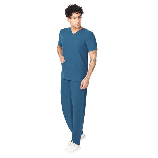 Men's 4 - Way Noir 2.0 Scrub Suit (No Wrinkle) Free Embroidery (SMART FIT) - Uwears®