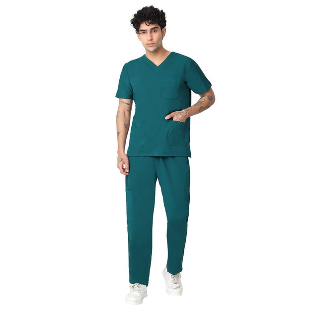 Men's 4 - Way Noir 2.0 Scrub Suit (No Wrinkle) Free Embroidery (SMART FIT) - Uwears®