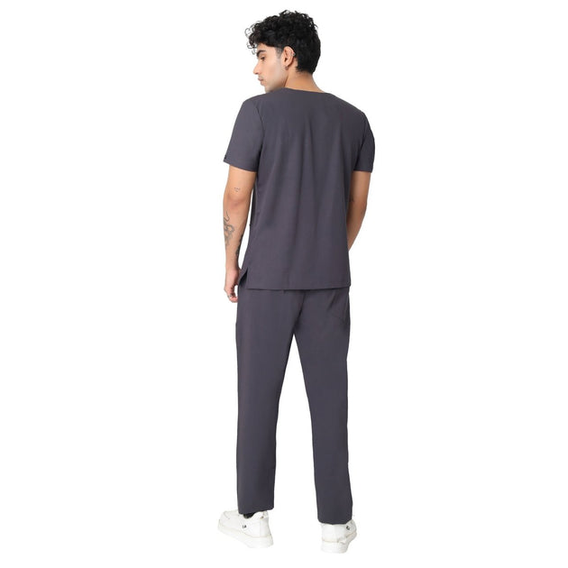 Men's 4 - Way Noir 2.0 Scrub Suit (No Wrinkle) Free Embroidery (SMART FIT) - Uwears®