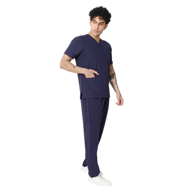 Men's 4 - Way Noir 2.0 Scrub Suit (No Wrinkle) Free Embroidery (SMART FIT) - Uwears®