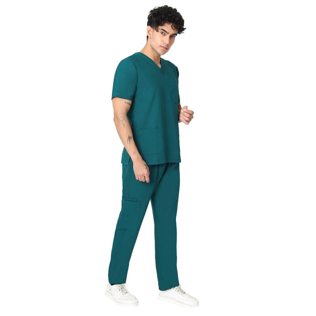 Men's 4 - Way Noir 2.0 Scrub Suit (No Wrinkle) Free Embroidery (SMART FIT) - Uwears®