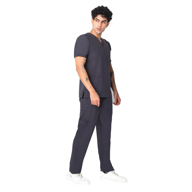 Men's 4 - Way Noir 2.0 Scrub Suit (No Wrinkle) Free Embroidery (SMART FIT) - Uwears®