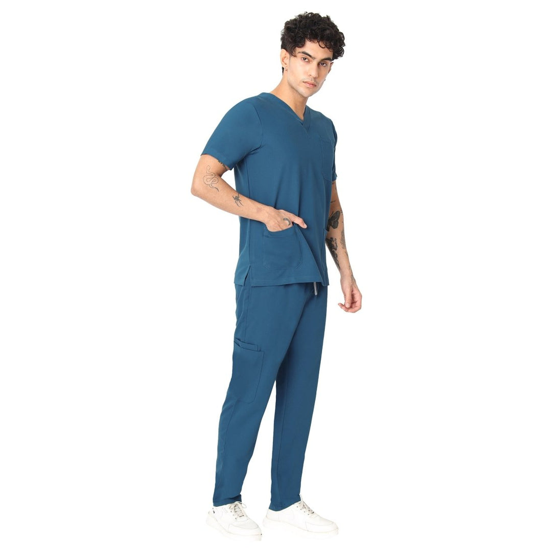 Men's 4 - Way Noir 2.0 Scrub Suit (No Wrinkle) Free Embroidery (SMART FIT) - Uwears®