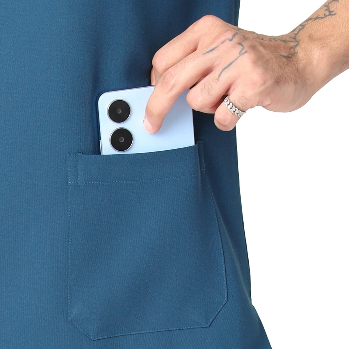 Men's 4 - Way Noir 2.0 Scrub Suit (No Wrinkle) Free Embroidery (SMART FIT) - Uwears®