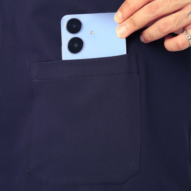 Men's 4 - Way Noir 2.0 Scrub Suit (No Wrinkle) Free Embroidery (SMART FIT) - Uwears®