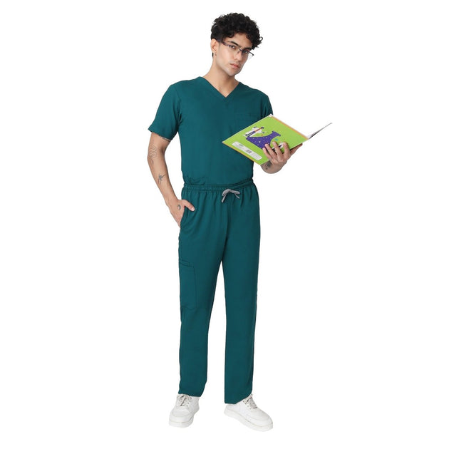 Men's 4 - Way Noir 2.0 Scrub Suit (No Wrinkle) Free Embroidery (SMART FIT) - Uwears®