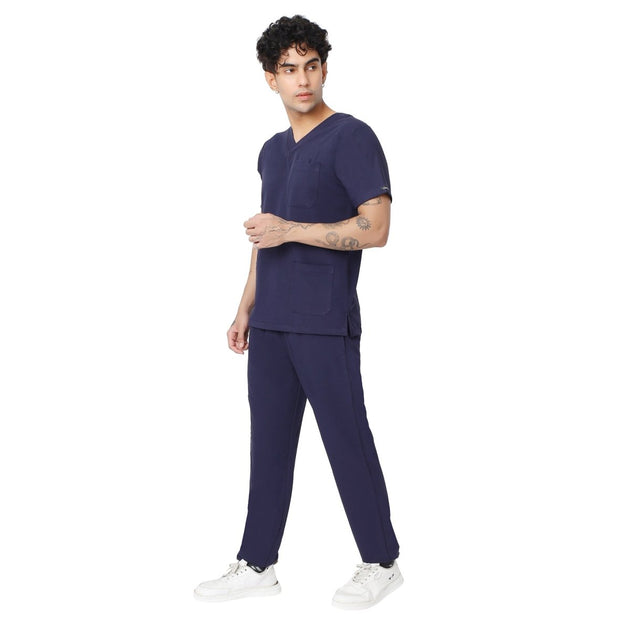 Men's 4 - Way Noir 2.0 Scrub Suit (No Wrinkle) Free Embroidery (SMART FIT) - Uwears®