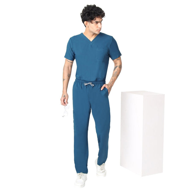 Men's 4 - Way Noir 2.0 Scrub Suit (No Wrinkle) Free Embroidery (SMART FIT) - Uwears®