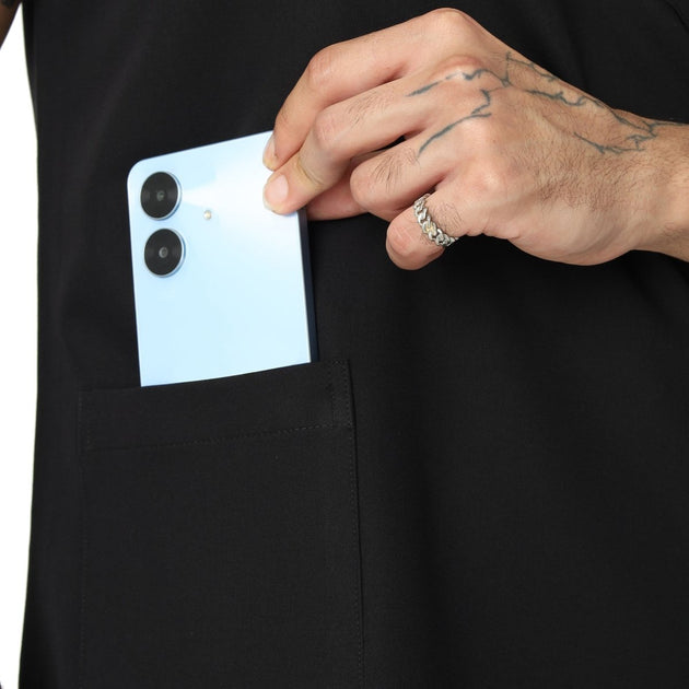 Men's 4 - Way Noir 2.0 Scrub Suit (No Wrinkle) Free Embroidery (SMART FIT) - Uwears®