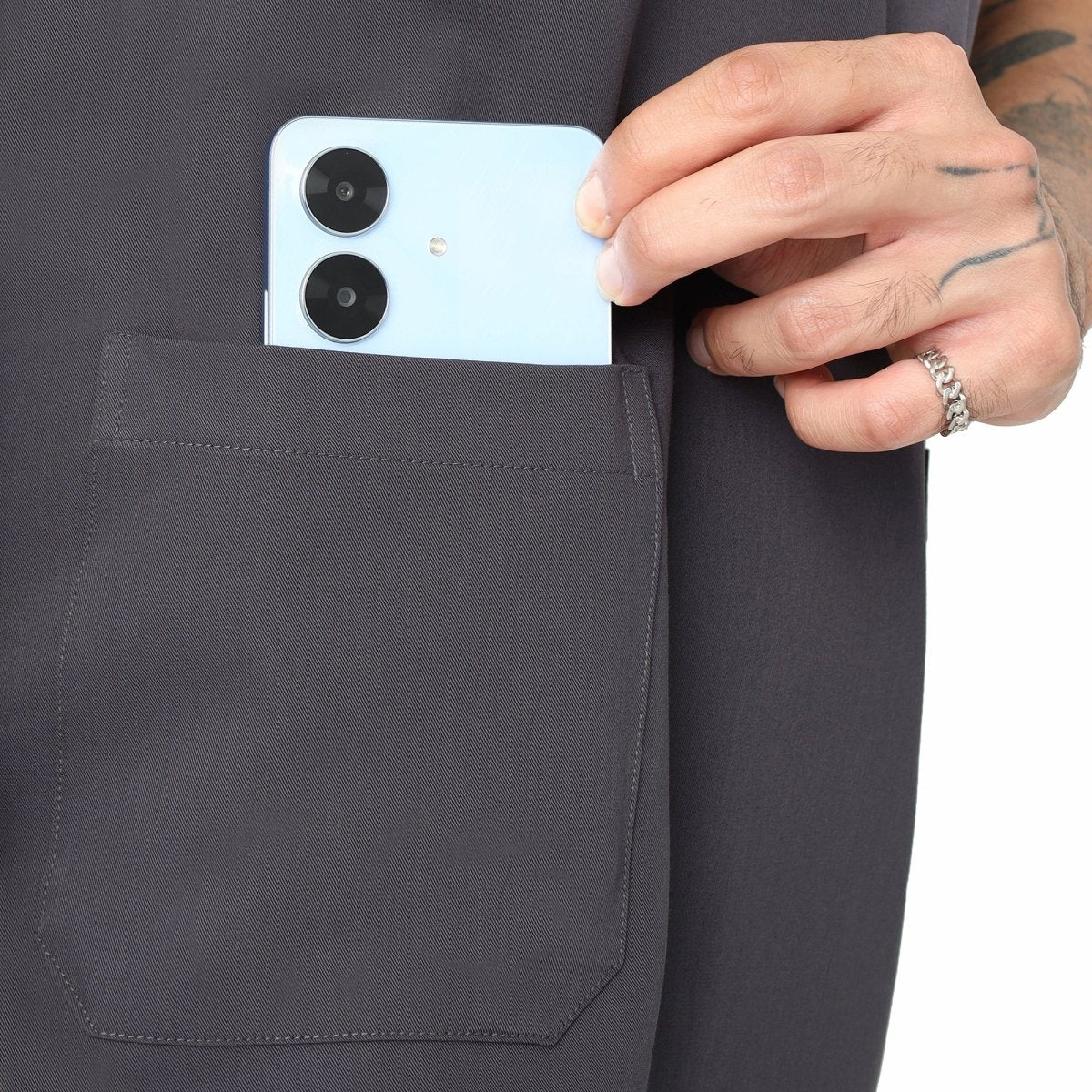 Men's 4 - Way Noir 2.0 Scrub Suit (No Wrinkle) Free Embroidery (SMART FIT) - Uwears®