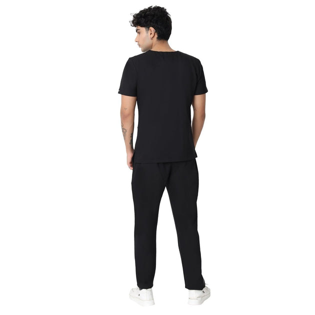Men's 4 - Way Noir 2.0 Scrub Suit (No Wrinkle) Free Embroidery (SMART FIT) - Uwears®