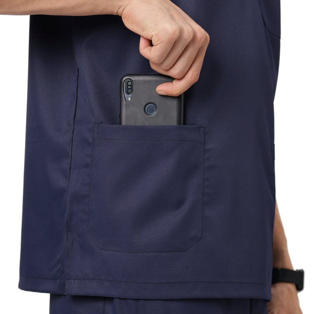 Men's 4 - Way Noir Scrub Suit (No Wrinkle) Free Embroidery (SLIM FIT) - Uwears®