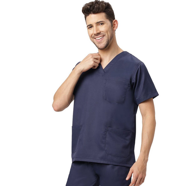 Men's 4 - Way Noir Scrub Suit (No Wrinkle) Free Embroidery (SLIM FIT) - Uwears®