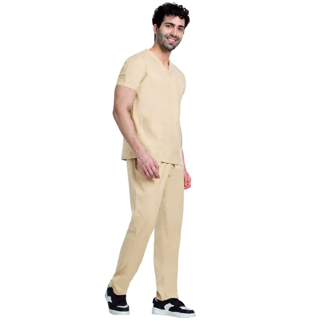 Men's Beige Spa / Salon Top and Bottom - Uwears®