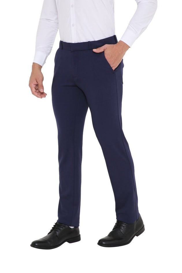 Men's Solid Lycra Stretch Formal Trouser - Uwears®