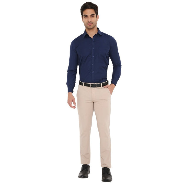 Men's Solid Lycra Stretch Formal Trouser - Uwears®