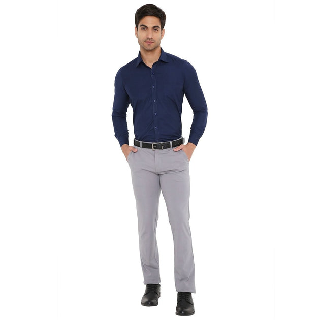 Men's Solid Lycra Stretch Formal Trouser - Uwears®