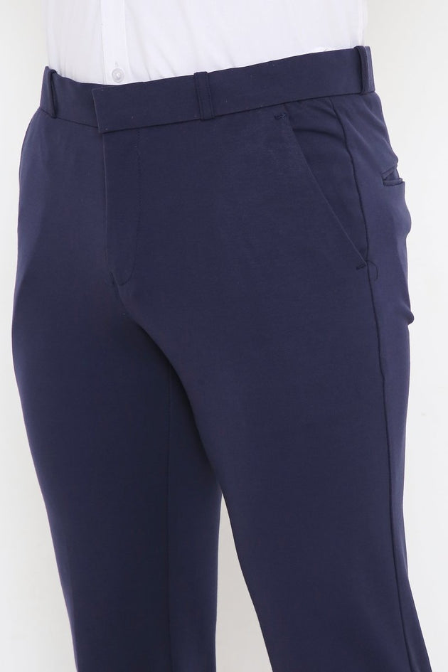 Men's Solid Lycra Stretch Formal Trouser - Uwears®