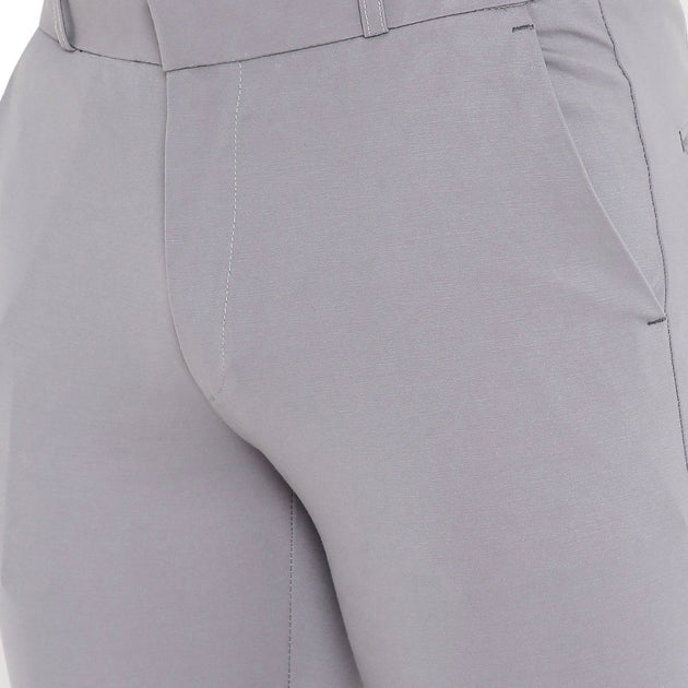 Men's Solid Lycra Stretch Formal Trouser - Uwears®